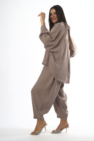 ABBRA Γυναικείο Σετ πουκάμισο Modal Slouchy