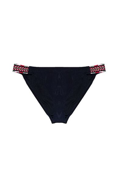 DEEP BEACH Geometric Elastic Black Bikini Bottom