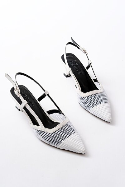 İNFON ІНФОН K-607 Білі щоденні туфлі з сіткою ззаду та каблуком 7 см