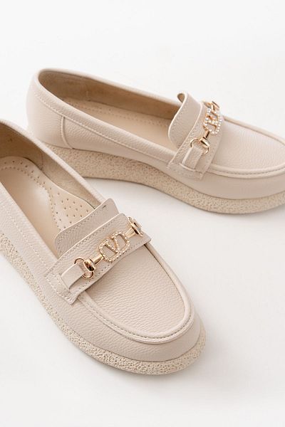 Moda Asmira Inf-150-01 Beige Casual Women's Shoes with Stone Accessories