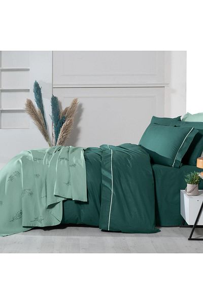 Sarev Eva Eldon Green Single 100% Cotton Duvet Cover and Pike Set