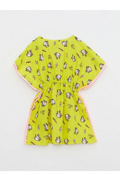 DEEP BEACH Yellow Woven Fabric Printed Girl's Pareo Db200783pl