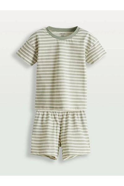 LC Waikiki Lcw Baby Green Striped Baby Boy Shorts Pajama Set