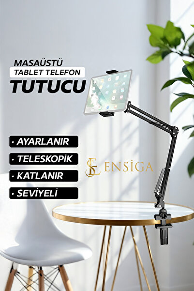EN SİGA Masaüstü Tablet Telefon Tutucu Ayarlanır Teleskopik Katlanır Seviyeli...