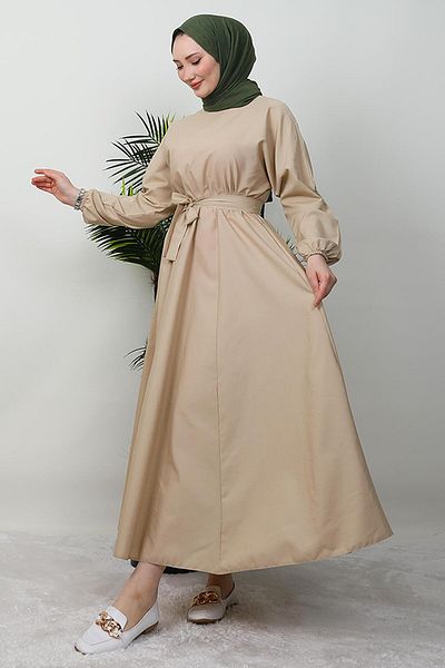 GİYZAMİLA Μπεζ φόρεμα Mevlana Tricot
