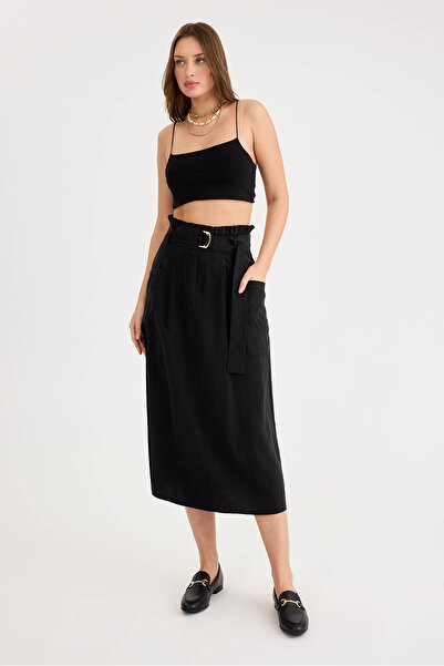 Vitrin Ruffled Waist Belted Pocket Skirt
