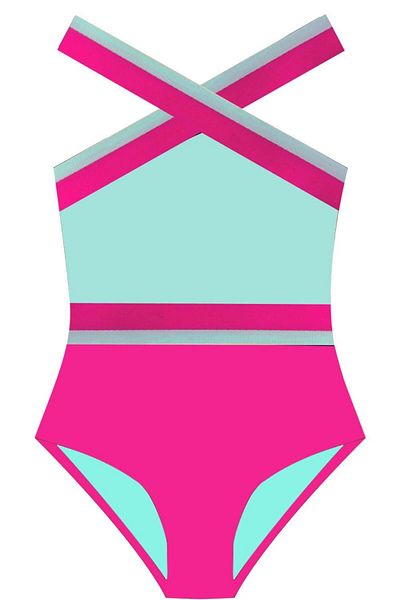 DEEP BEACH Costum de baie pentru fete mentă-fucsia Db 200703 cm