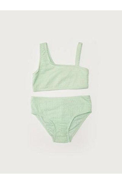 DEEP BEACH Textured Fabric Girl's Bikini Set