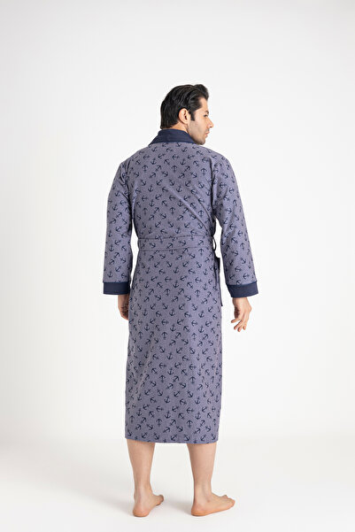 Nuşa Ανδρική ρόμπα από ύφασμα μπαμπού από βαμβακερό μοτίβο άγκυρας