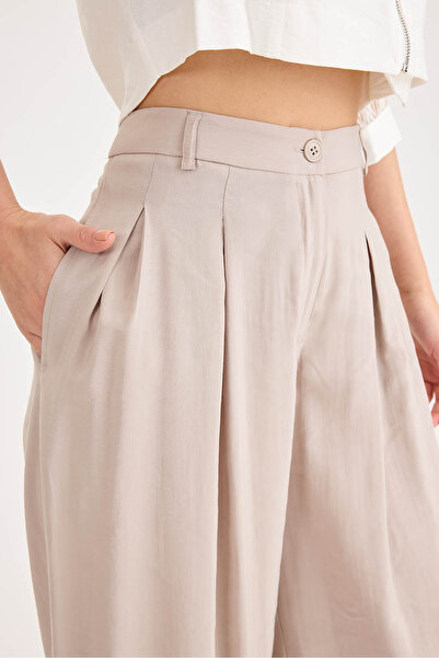 Vitrin High Waist Pleated Palazzo Modal Pants