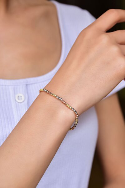 Papatya Silver 925 Ayar Gümüş Üç Renkli Dorika Toplu Bileklik