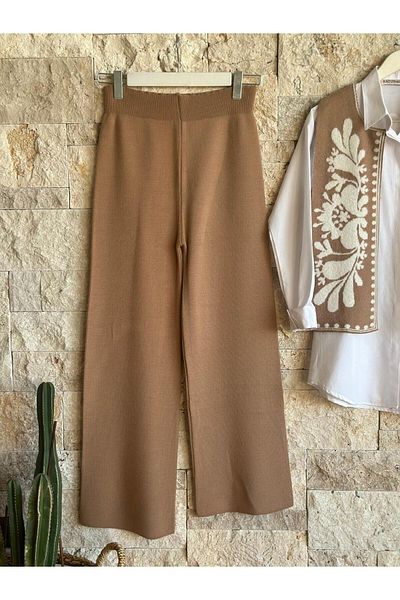 Hatun Atila Hatunatila Patterned Vest Knitwear Double Suit Camel - 3005