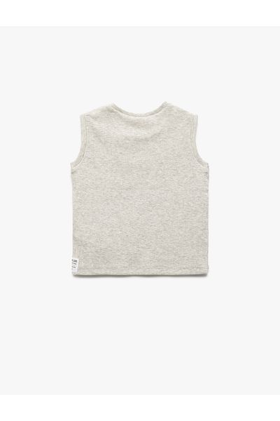 Koton Crew Neck Sleeveless Label Printed Ribbed Basic Undershirt