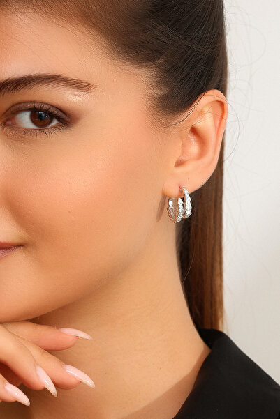 Gümüş Vadisi Kadın 925 Ayar Gümüş Zirkon Taşlı Küpe