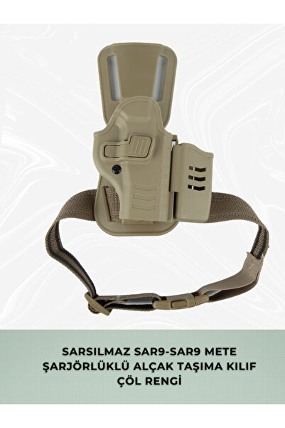 Polis Sepeti To Gun Holster Sarsılmaz SAR9-SAR9 Mete Şarjörlüklü Alçak Taşıma Kılıf Çöl Rengi SAĞ EL