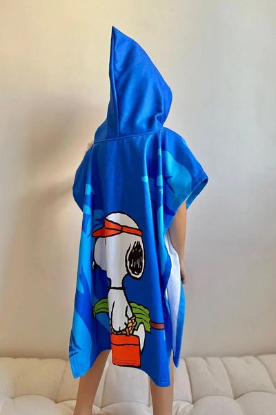 DeKuBaby Sezon nou - Poncho pentru copii cu glugă în dungi 100% bumbac (plajă, piscină, baie)