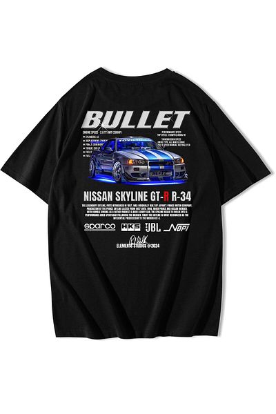 BRZ COLLECTION Μπλουζάκι Nissan Skyline GT-R R-34 Unisex Oversize Bullet