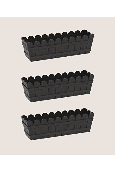 Lider Lüx Dikdörtgen Balkon Saksı Seti 55 cm 3 Adet