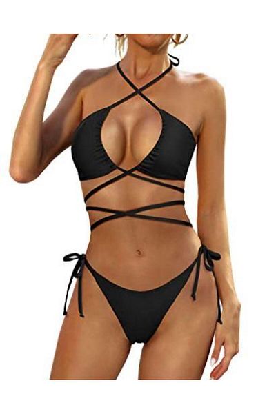 DEEP BEACH Tie Detailed Bikini Set