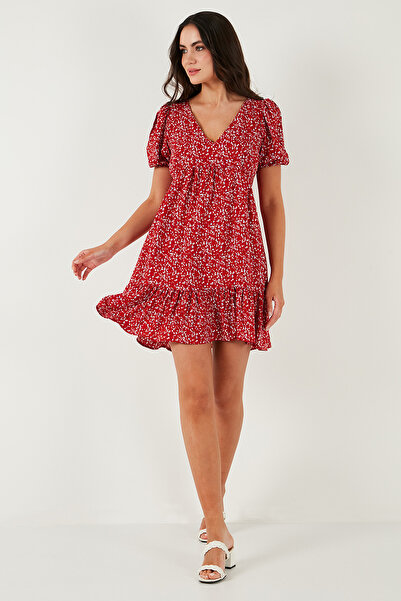 Lela Μίνι φόρεμα με κανονική εφαρμογή με λαιμόκοψη με μανίκια με μοτίβο 67810045