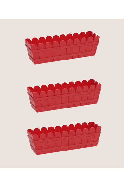 Lider Lüx Dikdörtgen Balkon Saksı Seti 55 cm 3 Adet