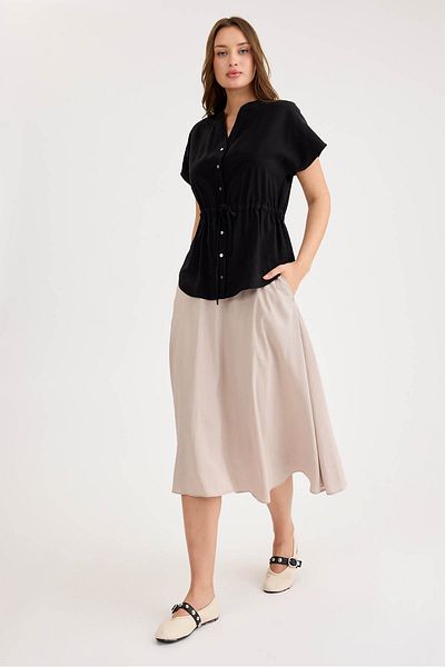 Vitrin Modal Fabric Midi Length Skirt with Pockets