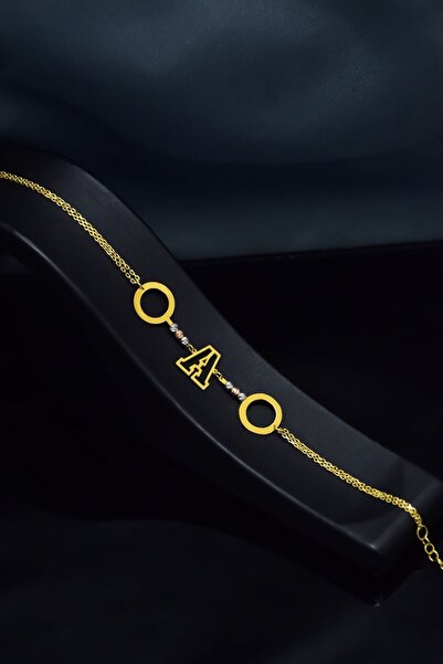 Papatya Silver 925 Ayar Gümüş Gold Kaplama Dorika Toplu Harfli, Halka Bileklik