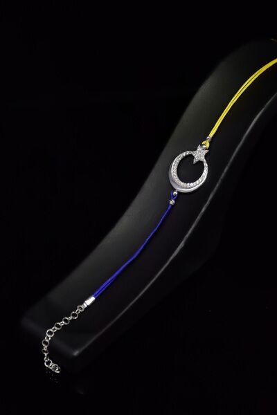 Papatya Silver 925 Ayar Gümüş Rodyum Kaplama Sarı Lacivert ,taraftar Tek Sıra...