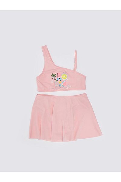DEEP BEACH Printed Girl's Skirted Bikini Set