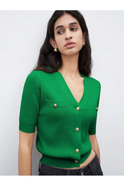 Dier Moda Εποχιακή πλεκτή ζακέτα με κοντό μανίκι στο κουμπί, μπουφάν, μπάλα