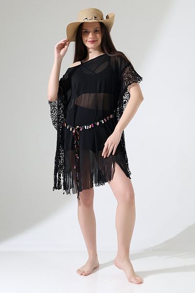 Esberin Lace Detailed Belted Tulle Pareo