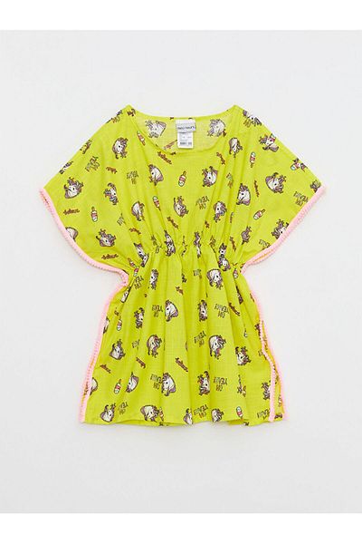 DEEP BEACH Yellow Woven Fabric Printed Girl's Pareo Db200783pl