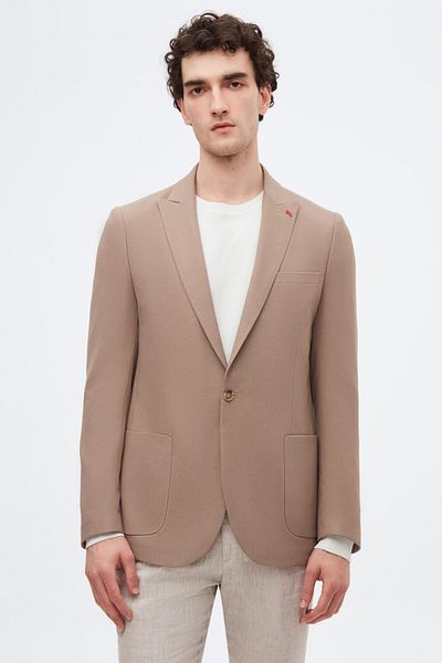 Twn Slim Fit Mink Dobby Flying Blazer Fabric Jacket