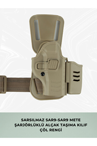 Polis Sepeti To Gun Holster Sarsılmaz SAR9-SAR9 Mete Şarjörlüklü Alçak Taşıma Kılıf Çöl Rengi SAĞ EL