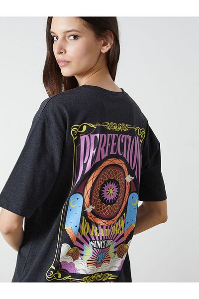 LC Waikiki New Season Crew Neck Printed Oversize Women's T-Shirt - S5Fk98Z8