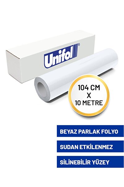 Azra Reklam UNIFOL PARLAK BEYAZ Folyo 104x1000 CM Mobilya - Fayans - Araç Kap...