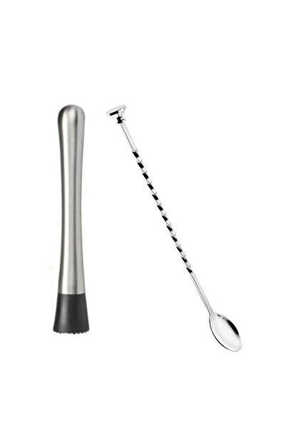 Ege Pastacılık Mojito Tokmağı + Tokmaklı Bar Kaşığı Seti Siyah Bar Tokmağı Ko...