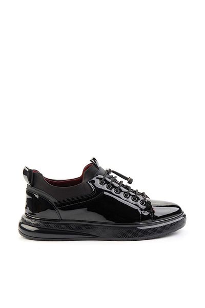 Bambi Black Leather Men's Casual Shoes E01401082208