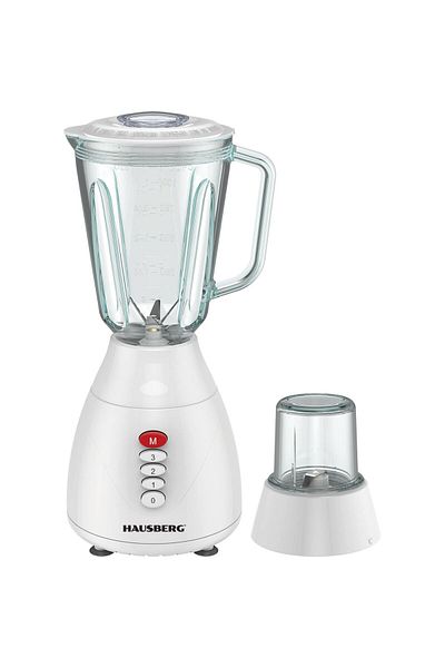 Hausberg Blender HB-7760AB, 300W, 1.5L, 3 viteze, Functie Pulse, maruntire gheata, 4 lame detasabile, alb