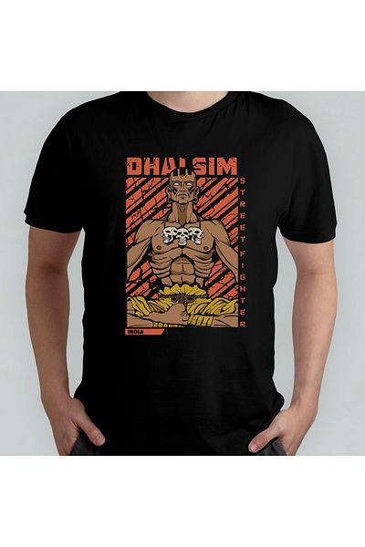 Pixxa Street Fighter Dhalsim Unisex 100% βαμβακερό μπλουζάκι με λαιμόκοψη μοντέλο 1