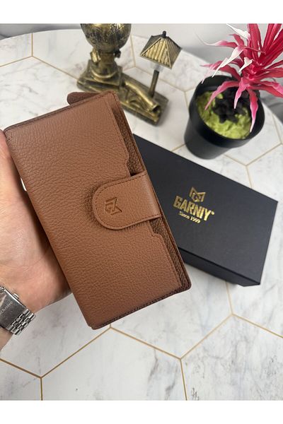 Garniy Tan Wallet with Phone Compartment and Handle, Large Compartment