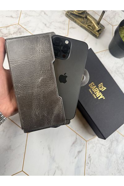 Garniy Gray Wallet with Phone Compartment and Handle, Large Compartment