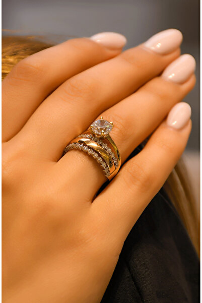 ravi pırlanta Tektaşlı Alyans Yüzük 14 Ayar A029937