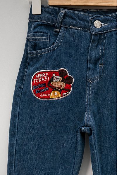 yns coolstar blugi din bumbac brodat Jachetă și pantaloni albastru închis Unisex Model Set 2 piese