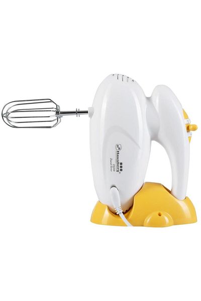 Hausberg Mixer de mana, Hausberg HB-4113, 5 viteze + turbo, design ergonomic, motor din cupru, Alb/Galben