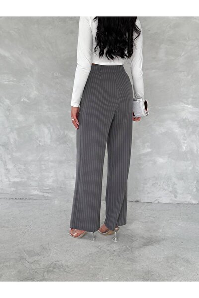 HARMONY GLOBAL Жіночі антрацитові брюки Palazzo з високою талією та подвійними складками 80174