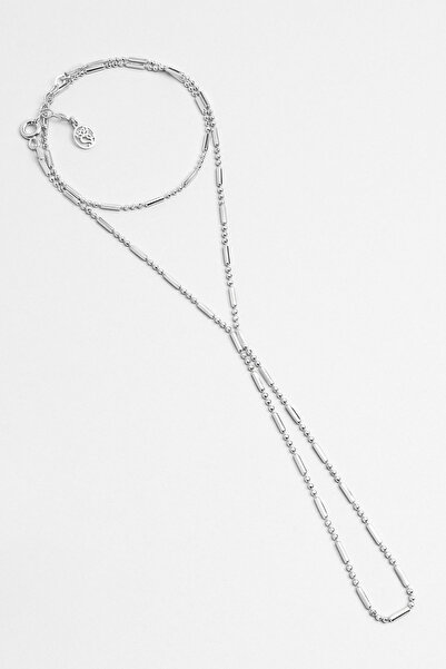 So CHIC... Minimal Stil 18 Ayar Beyaz Altın Kaplama 38 Cm Gümüş Şahmeran