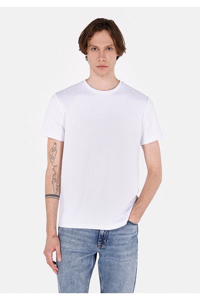 Colin's Regular Fit Round Neck Jacquard Men's White Short Sleeve T-Shirt