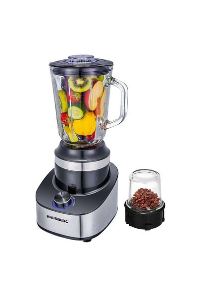 Hausberg Blender 2 in 1 HAUSBERG HB-7765, 400-500W, 1.5 L, 3 viteze + Pulse, Negru-Inox