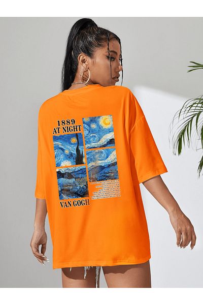 uyguntarz Μπλουζάκι Unisex Van Gogh με στάμπα Oversize